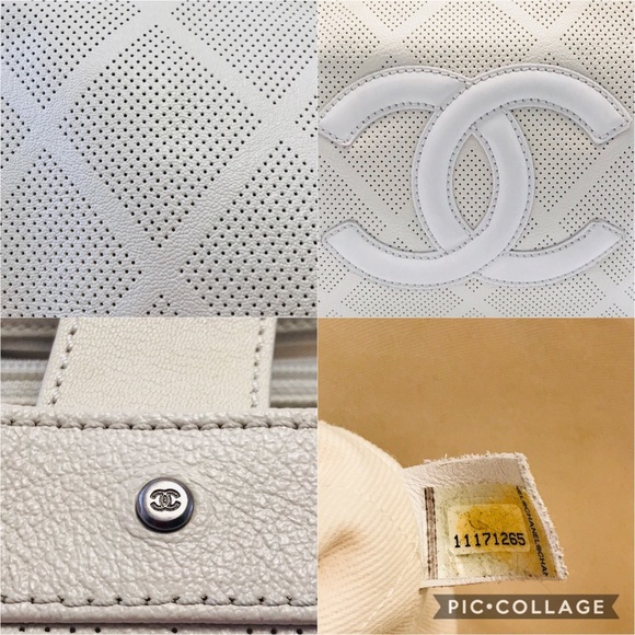 CHANEL Perforated Leather Large CC Tote White - Picture 6 of 8